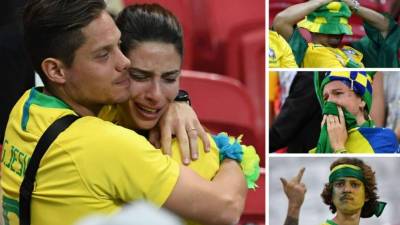 Los aficionados brasileños lloraron en el estadio Kazán Arena por la eliminación de su selección en los cuartos de final del Mundial de Rusia 2018.
