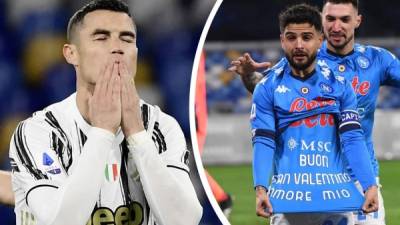 Cristiano Ronaldo no tuvo puntería contra el Napoli que derrotó a la Juventus con un gol de Lorenzo Insigne.