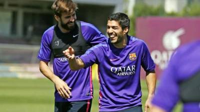 Luis Suárez en uno de los entrenamientos del Barcelona de esta semana.