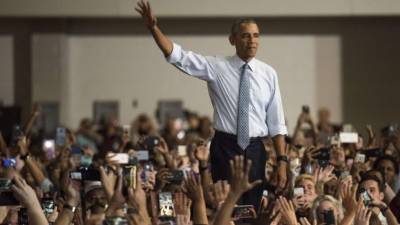 El presidente Barack Obama en campaña por Hillary Clinton en Capital University, en Columbus, Ohio. Foto: AFP/Ty Wright