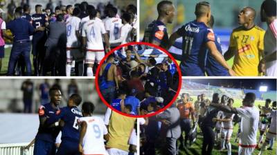 El partido entre Motagua y Portmore United por la Liga Concacaf terminó en bronca en el estadio Nacional.