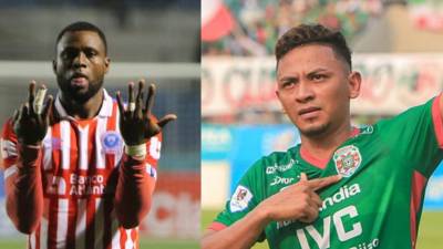 Yustin Arboleda del Olimpia y Alexy Vega del Marathón, figuras de ambos clubes.