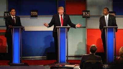 Marco Rubio, Donald Trump y Ben Carson lideran los sondeos de intención de voto del partido republicano.