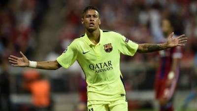 Neymar celebrando uno de sus goles contra el Bayern Múnich. Foto AFP