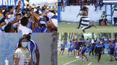 Victoria venció 2-1 al Génesis Huracán y se proclamó campeón del Clausura 2021 en la Liga de Ascenso. En la Ceiba se vivió un gran ambiente deportivo y el personaje de 'La More' se robó el show. Fotos Edwin Romero.
