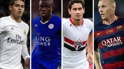 James, Kante, Ganso y Mathieu, protagonistas en el mercado de fichajes de este sábado.