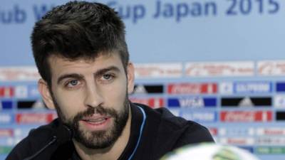 El defensa español del FC Barcelona, Gerard Piqué, durante una rueda de prensa en el Estadio Internacional de Yokohama. Foto EFE