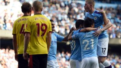 El Manchester City le metió una histórica goleada de 8-0 al Watford en la Premier League. Foto AFP