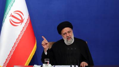 El presidente de Irán, Ebrahim Raisi, durante una rueda de prensa en Teherán hoy, 29 de agosto. EFE/EPA/ABEDIN TAHERKENAREH