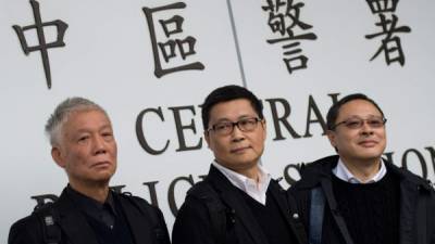 Benny Tai, Chan Kin-man y Chu Yiu-ming son los líderes del movimiento pro democracia Occupy Central.