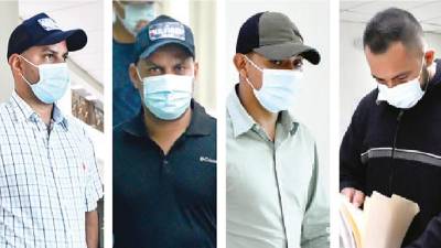Cuatro de los acusados : Denis Estrada, Wilson Durón, Bayron Ramos y Walter Muñoz.