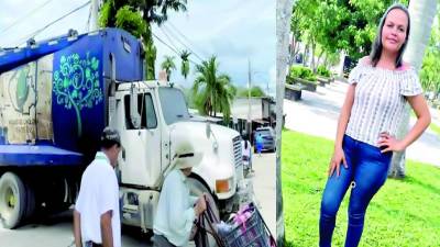 El cuerpo de Suyapa Zaldívar Maldonado quedó bajo las llantas del camión recolector de basura.