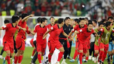 Los jugadores de Corea del Sur celebrando un gol contra Portugal.