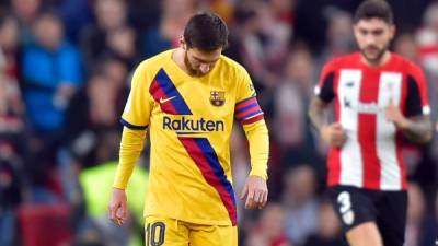 Messi no pudo evitar un nuevo descalabro del Barcelona. Foto AFP