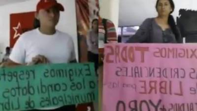 Activistas de Libre en la sede del partido en Tegucigalpa.