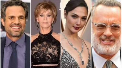Mark Ruffalo, actor de Avengers; Jane Fonda, veterana actriz;Gal Gadot, la Wonder Woman y Tom Hanks, galadonado actor.