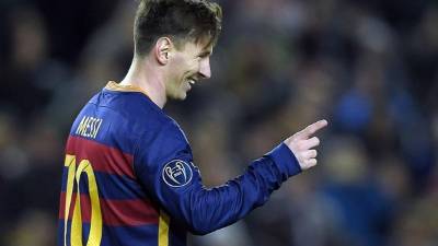 Leo Messi celebrando uno de sus goles contra la Roma. Foto AFP