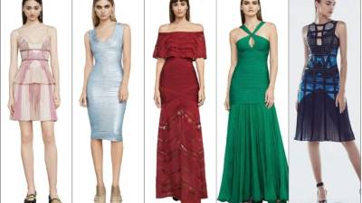 La firma propone vestidos de línea A y ajustados en combinación de tonos y materiales.