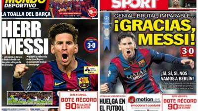 Las portadas de los diaros catalanes Mundo Deportivo y Sport.