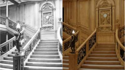 La gran escalera es una de las imágenes icónicas del Titanic. Estaba reservada para las personas de primera clase.