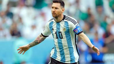 Lionel Messi celebrando su primer gol en el Mundial de Qatar 2022.