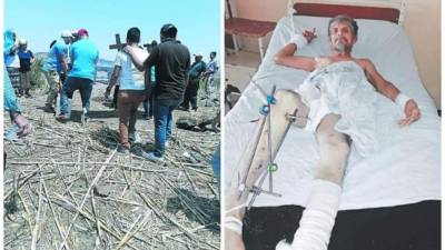 En la fotografía se puede observar a un lado el cuerpo que enterraban y al otro lado, el de don Luis Díaz interno en el HEU.