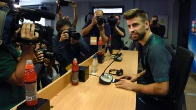 Gerard Piqué habló en conferencia de prensa este martes previo al partido de la Champions League contra el Manchester City. Foto AFP