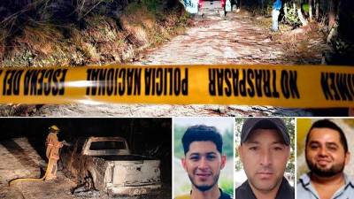 El carro lo hallaron cerca de un caserío de Santa Rosa de Copán. Familiares identifican a las víctimas como Ángel Samuel Pineda Calderón, Santos Adelmo Benítez Flores y Francis Armando Aldana Rojas.