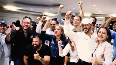 Imagen de celebración tras el triunfo del movimiento Frente Patria y Justicia. Foto tomada de X, cuenta de Gustavo Solórzano.