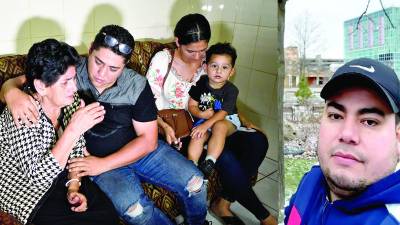 La viuda de Maynor Suazo llegó hasta la funeraria Amor Eterno, lugar donde fueron trasladados los restos del compatriota luego de su arribo a San Pedro Sula. Rosa Emérita Sandoval, madre de Maynor, también se hizo presente en la funeraria. Ambas mujeres se mostraron quebrantadas y no pudieron controlar sus lágrimas. Fotos: Héctir Edu.