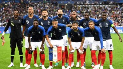 El equipo de la selección de Argentina: Steve Mandanda, Olivier Giroud, Adil Rami, Djibril Sidibe, Benjamin Mendy, Blaise Matuidi, Samuel Umtiti, Corentin Tolisso, Nabil Fekir y Kylian Mbappe.