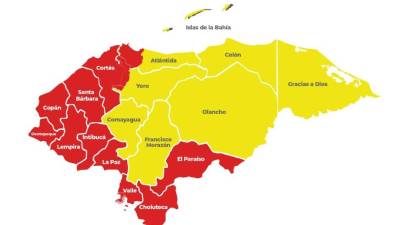 Mapa de alertas de Copeco Honduras.
