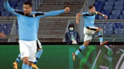 Ciro Immobile marcó un gol para la clasificación de la Lazio. Foto EFE