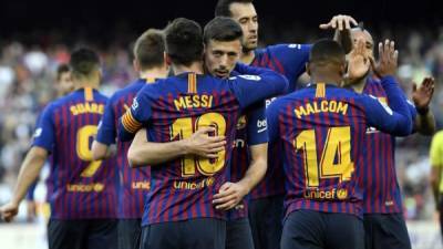 El Barcelona le ganó el derbi catalán al Espanyol con dos goles de Messi. Foto AFP