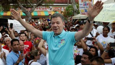 El presidente Juan Manuel Santos cerró su campaña electoral el domingo.