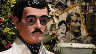 Jesús Malverde, un famoso bandido sinaloense que ha sido nombrado santo por los capos mexicanos.