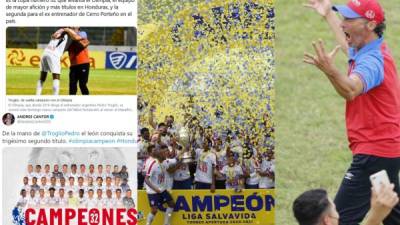 El Olimpia se consagró bicampeón de Honduras tras vencer al Marathón con global de 3-0. Tras la obtención del título, a nivel internacional han destacado el campeonato del cuadro albo y han felicitado a Pedro Troglio.