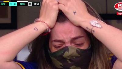 Dalma Maradona no pudo aguantar las lágrimas en la dedicación del gol de Edwin Cardona de Boca Juniors.