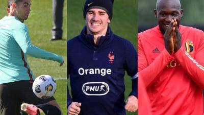 Cristiano Ronaldo, Griezmann y Lukaku verán acción este miércoles en las eliminatorias de Europa. Fotos AFP y Facebook Belgian Red Devils