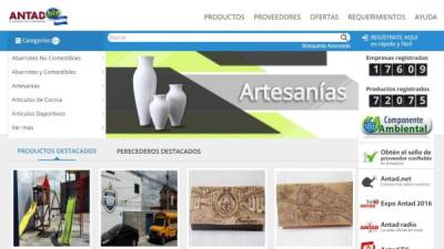 Captura de pantalla de la plataforma www.antad.biz que lidera México, Guatemala y Honduras.