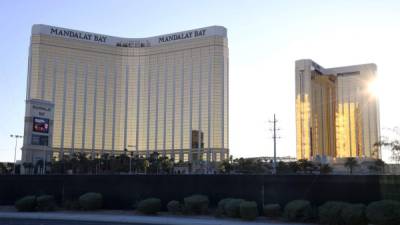 LAS VEGAS, NEVADA - SEPTEMBER 30: A fence surrounds the Las Vegas Village across from Mandalay Bay Resort and Casino almost two years after a massacre at the site on September 30, 2019 in Las Vegas, Nevada. On October 1, 2017, a gunman opened fire from the 32nd floor of Mandalay Bay on the Route 91 Harvest country music festival in Las Vegas killing 58 people and injuring more than 800 in the deadliest mass shooting event in U.S. history. Ethan Miller/Getty Images/AFP== FOR NEWSPAPERS, INTERNET, TELCOS & TELEVISION USE ONLY ==