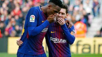 Yerry Mina y Lionel Messi han demostrado buen compañerismo en el Barcelona.