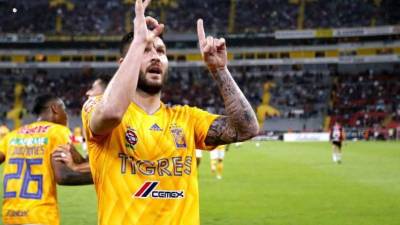 Con 100 dianas, Gignac es el segundo máximo anotador de Tigres y se puso a cuatro de igualar los 104 de Tomás Boy. FOTO AFP