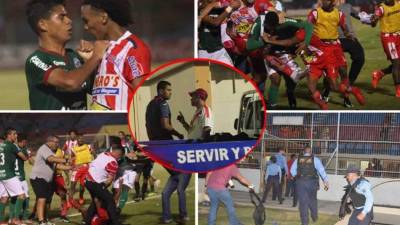 El partido entre Vida y Marathón en La Ceiba terminó en una batalla campal que provocó cinco expulsiones de jugadores. Así comenzó todo.