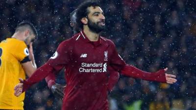 Mohamed Salah marcó el primer para la victoria del Liverpool. Foto AFP