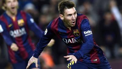 Leo Messi celebrando su gol contra el Atlético de Madrid.