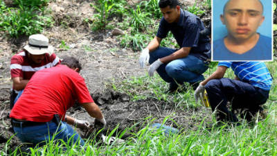 El lugar donde enterraron al periodista hondureño, Aníbal Barrow. Uno de los autores materiales del crimen Gabriel Armando Castellanos Pérez (foto) capturado hoy por la Policía Nacional.