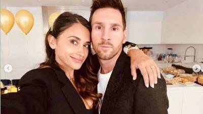 Una de las imágenes que subió Antonella Roccuzzo para felicitar a Messi por su cumpleaños.