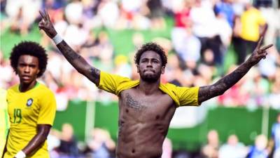 Neymar celebrando su golazo contra Austria. Foto EFE