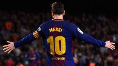 Lionel Messi celebrando uno de sus goles contra el Leganés. Foto AFP